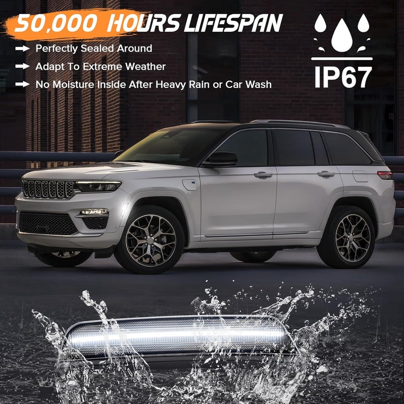 Aexploer LED Side Marker Lights Compatible with Grand Cherokee 2021–2025,Side Markers Lamps Lights Parking Lights Smoked Lens White Light - Image 3